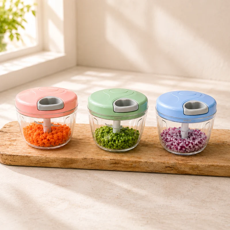 1Pc EOTIA Manual Food Chopper 500ml Hand‑Pull Vegetable & Fruit Dicer