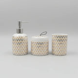 Gold & White Design Reflective Bath Set (3 Pcs)